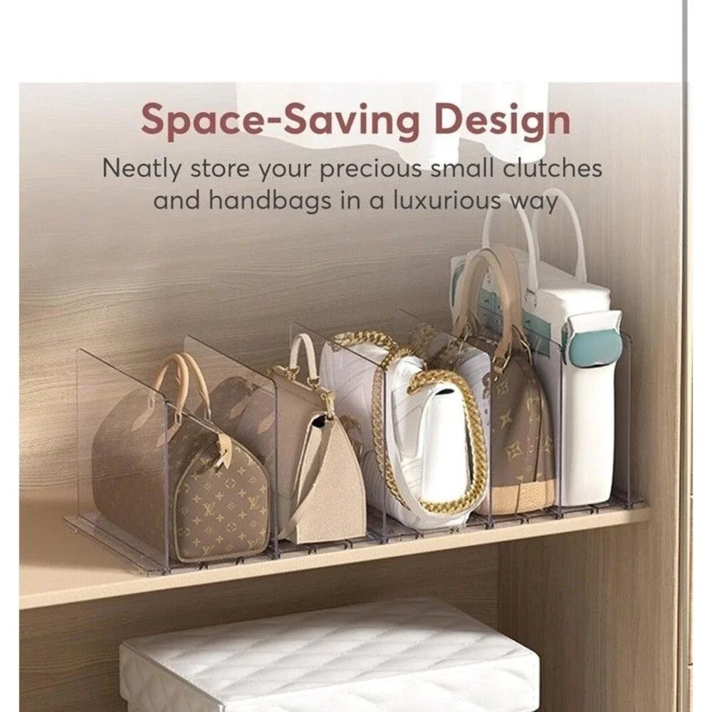 Plastic Purse Organizer Closet - Pack of 2 Handbag Organizer with Adjustable ...
